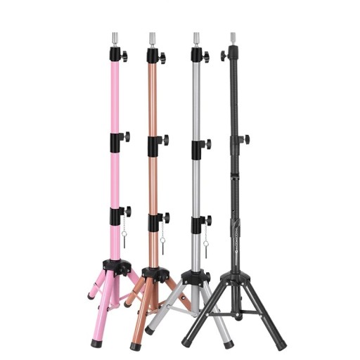 Support de perruques réglable jusqu'à 140 cm avec tête rotative, acier inoxydable, trépied stable pour salons de beauté