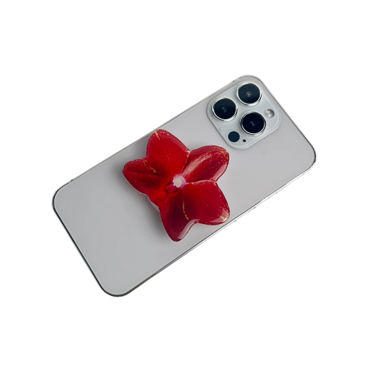 Support de téléphone avec anneau orchidée rouge grip acrylique support pour téléphone pour une prise ferme et un contrôle confortable d'une seule main