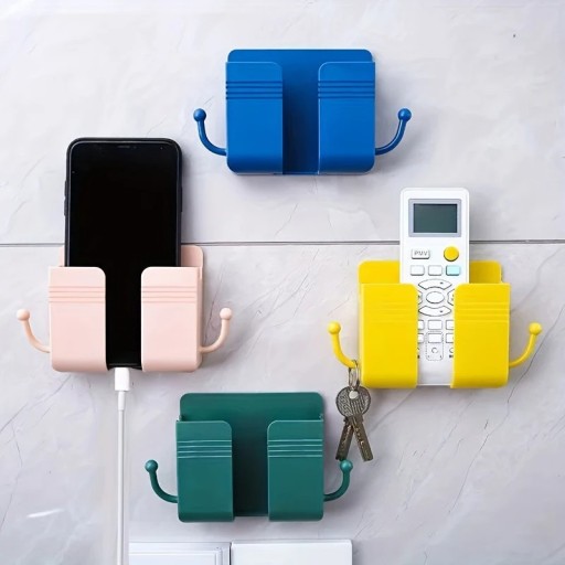 Support mural autocollant avec crochets, adapté pour téléphone mobile, télécommande ou autres petits objets