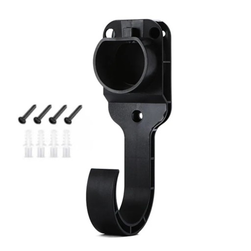 Supporto da parete per caricabatterie per veicoli elettrici con gancio per cavo organizer in plastica nera per la conservazione del connettore e del cavo della stazione EV
