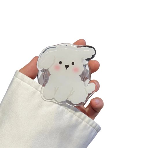 Supporto magnetico per telefono cane bianco Anello in plastica supporto per mobile per iPhone 15 Supporto decorativo con motivo