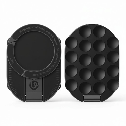 Supporto per telefono con ventosa 8,5 x 6 x 1,6 cm supporto magnetico per smartphone con 18 ventose e anello pieghevole nero da tavolo