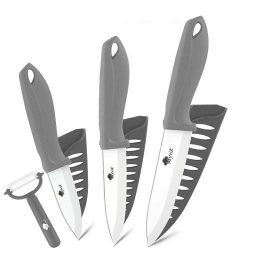 Súprava keramických nožov 3 ks a škrabka