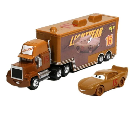 Súprava Mack Hauler a hnedý Blesk McQueen Disney Pixar Autá 2 3 Kovový závodný model a nákladiak Hračka pre deti Zberateľská edícia