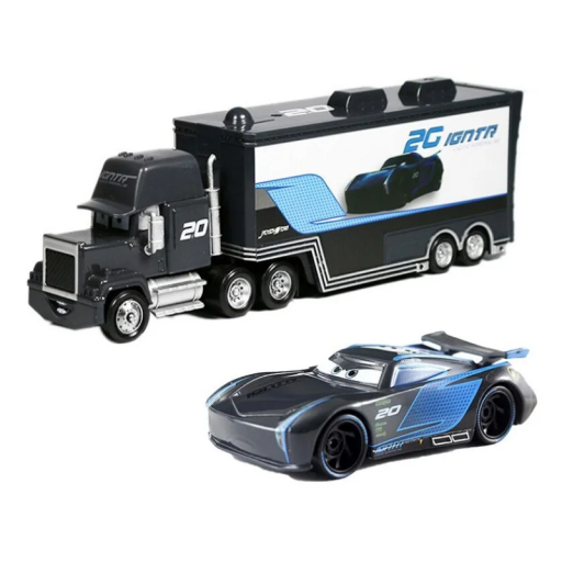 Súprava Mack Hauler a Jackson Storm Disney Pixar Autá 2 3 Kovový model závodného auta a ťahača Hračka pre deti Zberateľská kolekcia