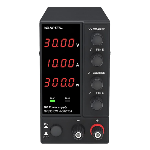 Sursă de alimentare de laborator neagră 30V 10A 300W, sursă de alimentare DC reglabilă, OVP OCP, cabluri pentru ventilator cu afișaj LED, protecție