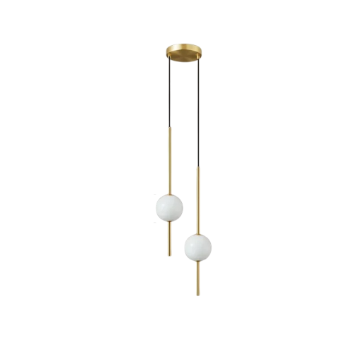 Suspension LED avec 2 tubes et 2 ampoules à boule Lampe minimaliste Longueur réglable 200 cm Lumière blanche chaude 3000K 90-260V