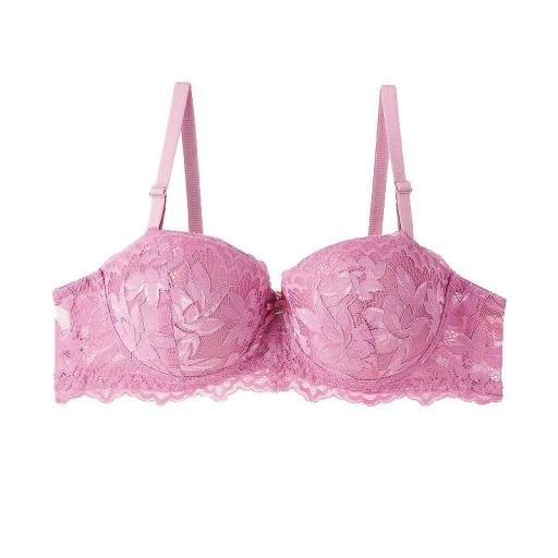 Sutiã de renda feminino com copas cheias e padrão delicado em elastano e poliamida, lingerie leve com alças para uso diário
