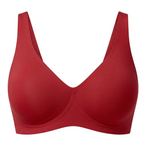 Sutiã sem costuras para mulher sem aros com decote em V profundo e copas moldadas com alças largas e faixa inferior para o dia a dia