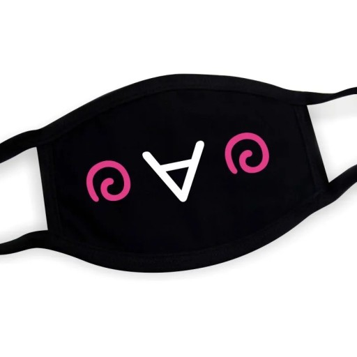 Svart bomullsvinter varm halvansiktsmask Unisex tjock munmask med tecknat roligt ansikte skydd mot kyla
