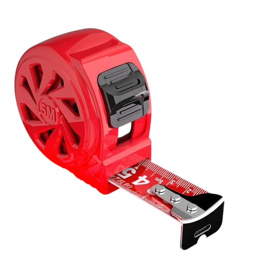 Svinovací metr s aretací 5 m x 19 mm plastové pouzdro červený měřicí pásek stavební nářadí pro dílnu a montáže