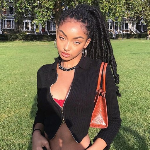 Sweater feminino com fecho e colarinho