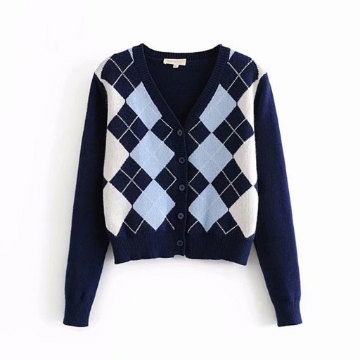 Sweater feminino com padrão de losangos