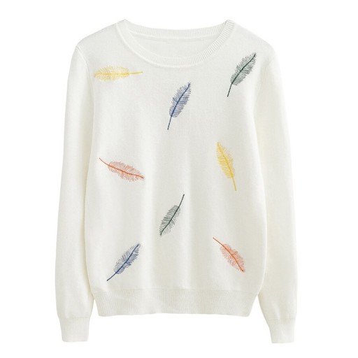 Sweater feminino com penas