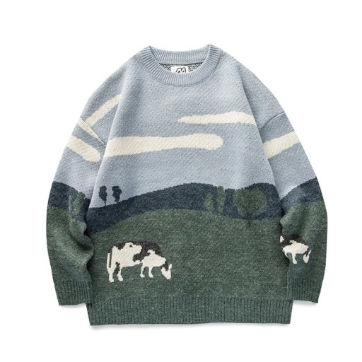 Sweater with Cow Motif