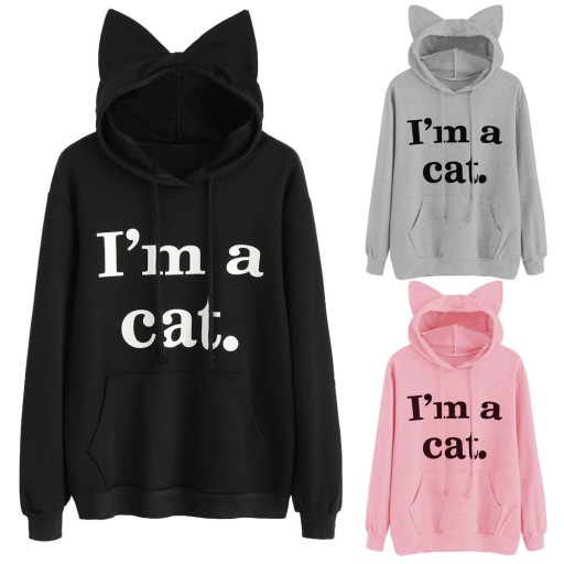 Sweatshirt feminina com gato J2328