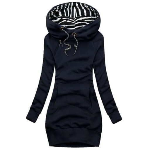 Sweatshirtjurk met capuchon en kangoeroezak Lange mouwen Trekkoord Effen kleur casual jurk Comfortabele pasvorm Casual stijl
