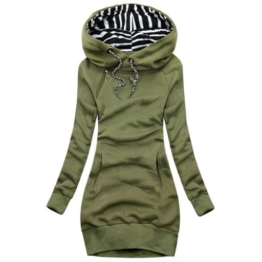Sweatshirtjurk met capuchon en kangoeroezak Lange mouwen Trekkoord Effen kleur casual jurk Comfortabele pasvorm Casual stijl