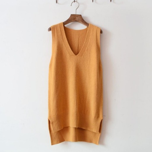 Sweter damski bez rękawów z dzianiny G394
