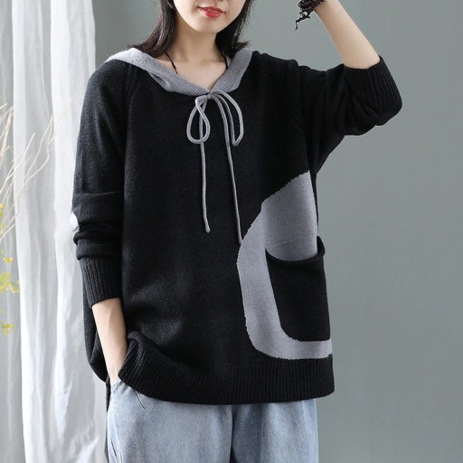 Sweter damski oversize z kapturem