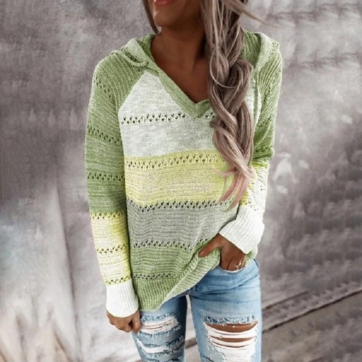 Sweter damski z dzianiny z kapturem G396
