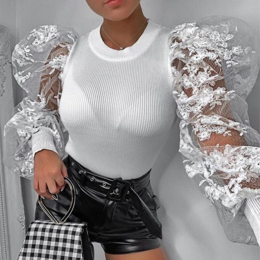 Sweter damski z puszystymi rękawami A2940