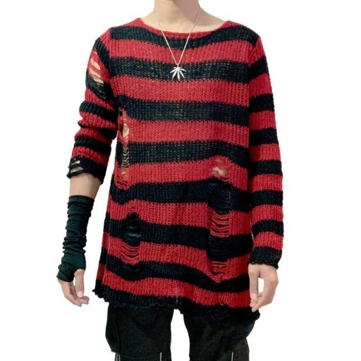 Sweter męski z dziurami F182