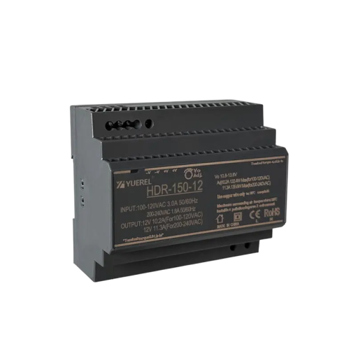 Switched Power Supply for DIN Rail AC 100–240V DC 12V 10.2A 150W Compact Power Adapter 7 x 9 x 5.5 cm Stable Performance for Industrial Use