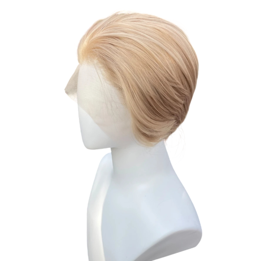 Syntetická paruka krátký bob s krajkou vpředu základna 33x10 cm hustota 150% délka 20,3 cm medově blond pro ženy na denní i párty nošení