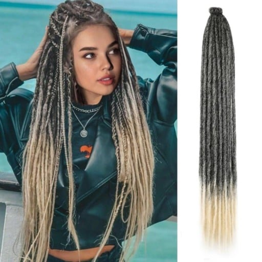 Syntetické dredy Dlouhé příčesky 61 cm Ombre loc Na prodloužení vlasů Reggae styl Lehké a pružné Snadná instalace i odstranění