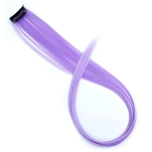 Syntetický clip in příčesek do vlasů 55 cm z vysokoteplotního vlákna světle fialový pramen pro prodloužení vlasů a úpravu účesu žen