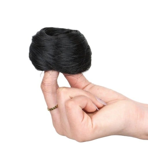 Syntetický příčesek na drdol gumička do vlasů zahuštění účesu elastické uchycení pro rychlý účes a každodenní nošení