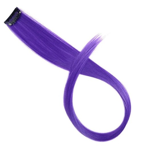 Syntetisk clip in hårstykke 55 cm af højtemperaturfiber lilla strå til hårforlængelse og styling af kvinder