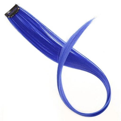Syntetisk clip in hårstykke 55 cm af højtemperaturfiber mørkeblå strå til hårforlængelse og styling af kvinder