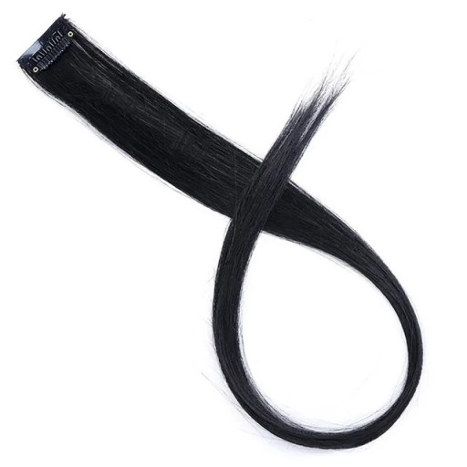 Syntetisk clip-in hårstykke 55 cm, højtemperaturfiber, sort strå til hårforlængelse og styling af kvinders frisurer