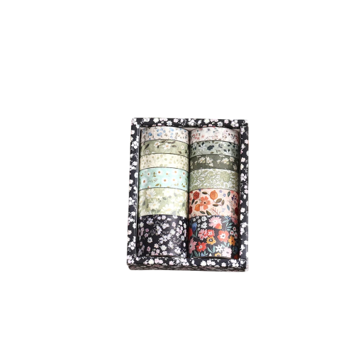 Συσκευασία 12 ρολών ταινίας με λουλουδάτο σχέδιο Ορχιδέα 2 μ. για διακόσμηση ημερολογίων, σχεδιαστών, προσκλήσεων και άλλων δημιουργικών έργων