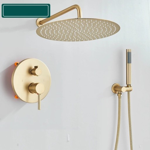Système de douche encastré mitigeur 2 voies Douche pluie 40 cm Douche manuelle Flexible 150 cm Mitigeur Doré brossé Pour salle de bain