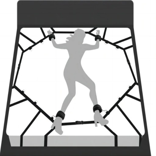 Système de sangles avec 12 points d'attache pour fixation au lit, installation sous le matelas, 2 paires de menottes, diverses positions BDSM, emballage discret