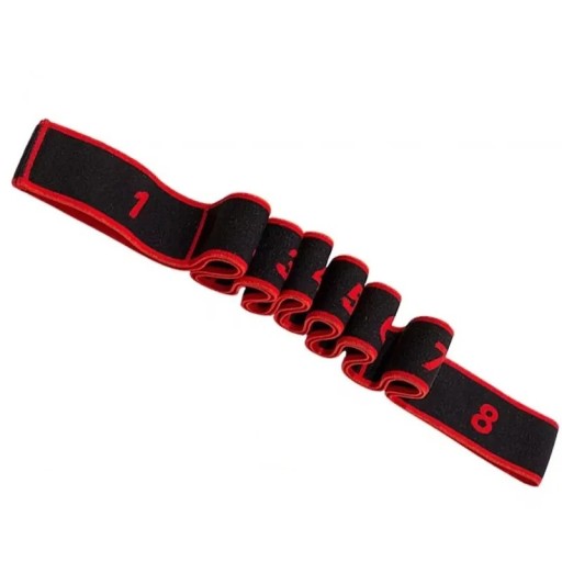 Szegmentális jóga nyújtó gumiszalag 90×4 cm ellenállásos fitnesz övvel, fűzőlyukakkal, nyitott hátú vállakkal, erőnléti edző nyújtóöv nőknek, otthoni edzéshez