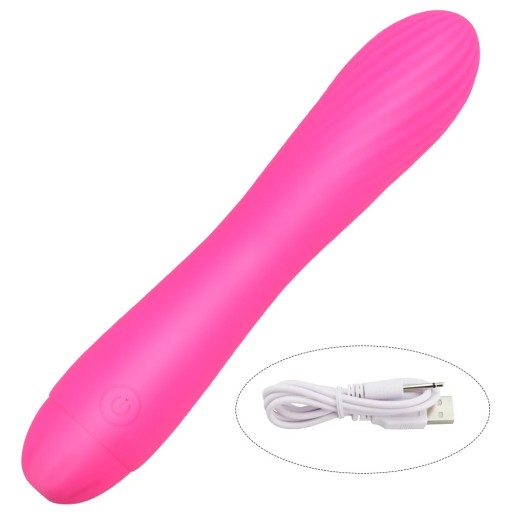 Szilikon mini vibrátor 17,2x3,2 cm bordázott felülettel és 7 vibrációs móddal USB töltés vízálló diszkrét csomagolás