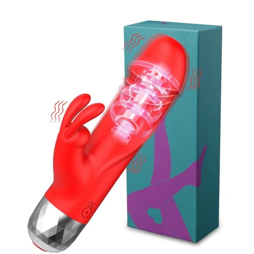 Szilikon vibrátor 14,5 cm nyúlfejjel, 10 rezgésmóddal, vízálló, diszkrét csomagolással