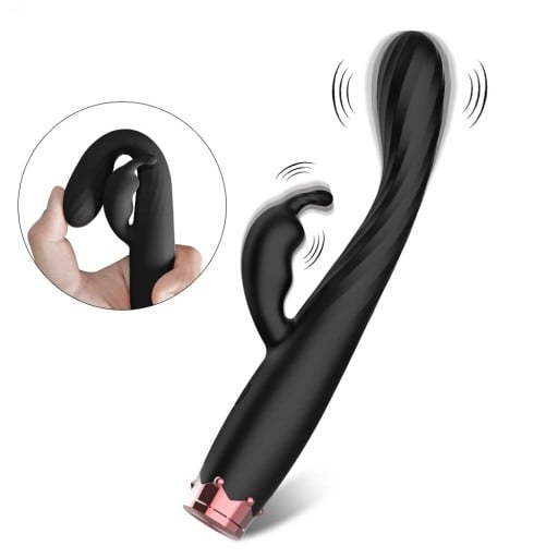 Szilikon vibrátor 17,8x2 cm dupla stimulációval és 10 vibrációs móddal USB töltéssel, vízálló, diszkrét csomagolással