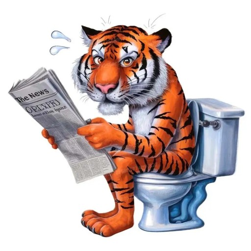 Szórakoztató WC matrica tigris mintával 35 cm PVC vízálló dekoráció WC-re és fürdőszobába eredeti stílus