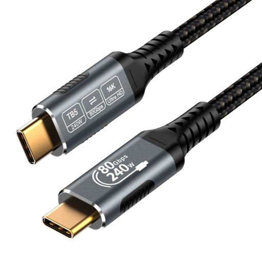 Szybki kabel do ładowania Dual USB C 240 W, 50 cm, do przesyłania danych i wideo, 16K 3.1 PD, 80 Gb/s, kompatybilny z urządzeniami z portem USB C