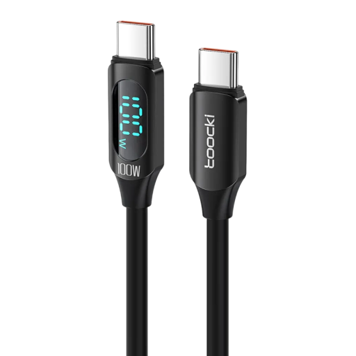 Szybki kabel ładujący USB C do USB C 1 m 100 W 5 A z wyświetlaczem LED Kabel typu C do szybkiego ładowania PD QC 4.0 3.0 Transfer danych 480 Mb/s