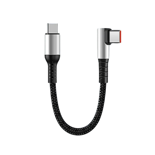 Szybki kabel ładujący USB C do USB C 25 cm 6A Kabel danych z 90° łokieć Kabel typu C Krótki kabel Przesyłanie danych Ładowanie Telefonu Tabletu