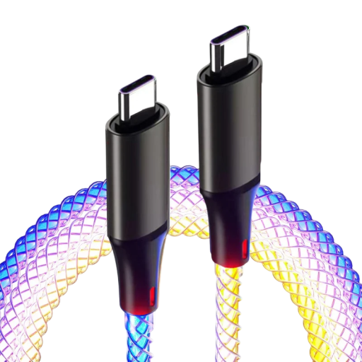 Szybki ładowanie podwójny kabel USB C do transmisji danych 1 m PD 66 W 6 A Lekki kabel ze wskaźnikiem LED Kabel do ładowania telefonów Tabletów