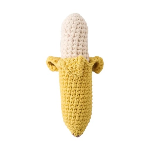 Szydełkowy gryzak 15 x 3,8 cm Banan z bawełny Ręcznie szydełkowana zabawka dla niemowląt Delikatna stymulacja Rozwój sensoryczny i wygodne trzymanie