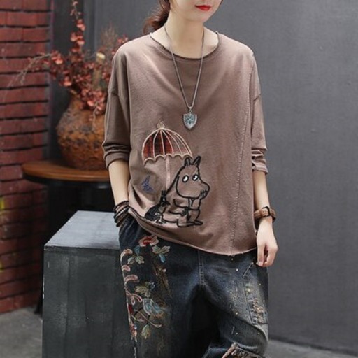 T-shirt ample pour femmes à manches longues A1015