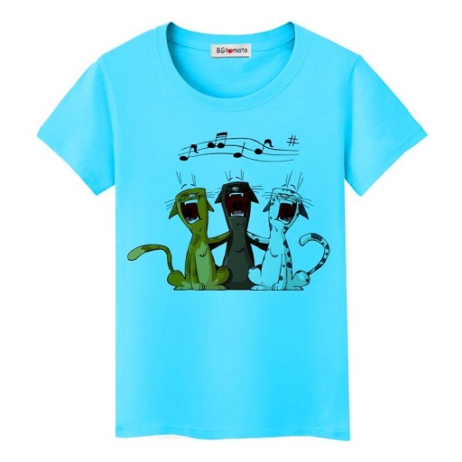 T-shirt da donna con stampa di gatti